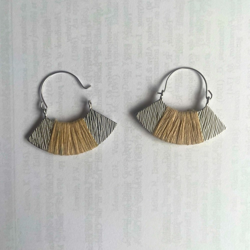 🇨🇦 made in Canada - Silver and Mauve (tan with a hint of pink) Hoop Earrings